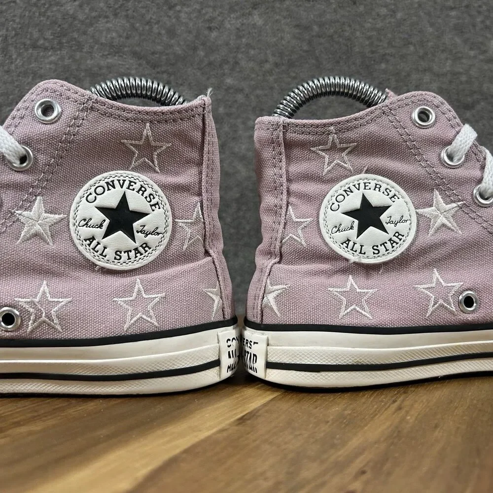 Converse Chuck Taylor All Star High Top Kids Size 2 Purple Stars Shoes Used